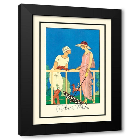 Au Polo Black Modern Wood Framed Art Print by Barbier, George