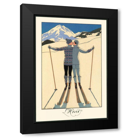 LHiver Black Modern Wood Framed Art Print by Barbier, George