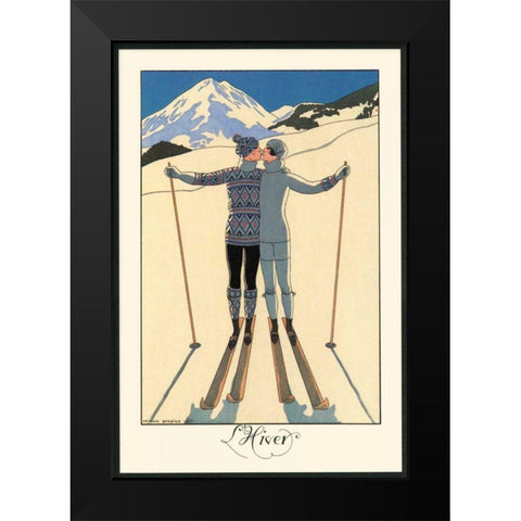 LHiver Black Modern Wood Framed Art Print by Barbier, George