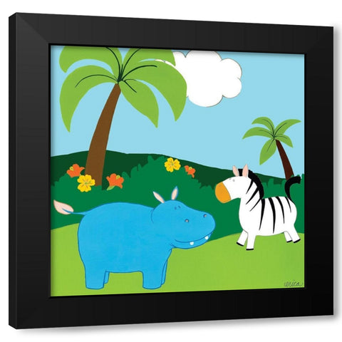 Jungle Jamboree III Black Modern Wood Framed Art Print with Double Matting by Vess, June Erica