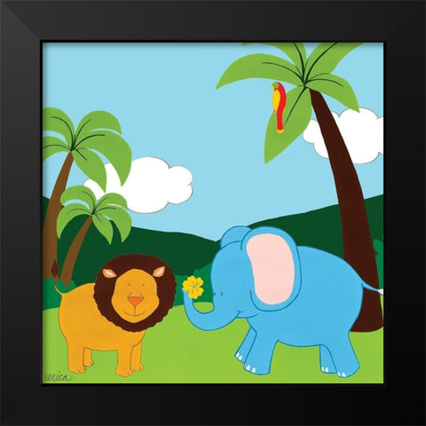 Jungle Jamboree IV Black Modern Wood Framed Art Print by Vess, June Erica