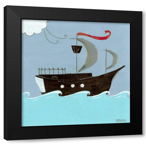 Avast Black Modern Wood Framed Art Print by Vess, June Erica