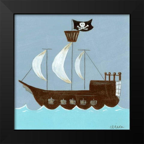 Ahoy! Black Modern Wood Framed Art Print by Vess, June Erica