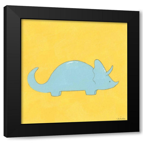 Triceratops Black Modern Wood Framed Art Print with Double Matting by Vess, June Erica