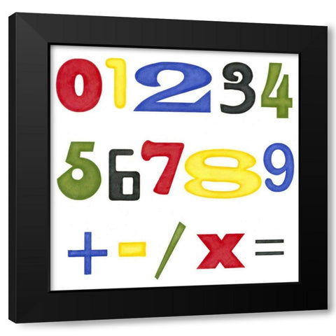 Kids Room Numbers Black Modern Wood Framed Art Print with Double Matting by Meagher, Megan