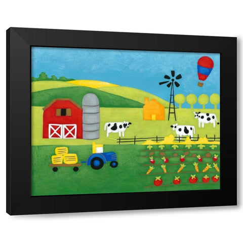 Storybook Farm Black Modern Wood Framed Art Print with Double Matting by Zarris, Chariklia