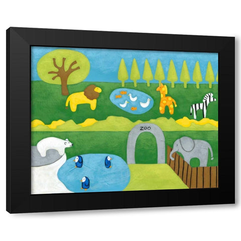 Storybook Zoo Black Modern Wood Framed Art Print with Double Matting by Zarris, Chariklia