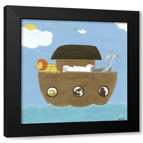 Noahs Ark II Black Modern Wood Framed Art Print by Vess, June Erica