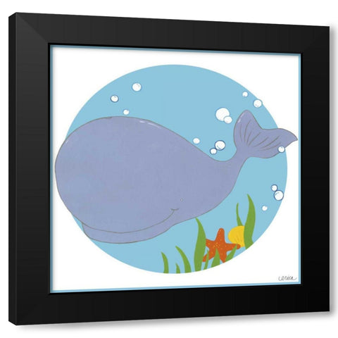 Wally the Whale Black Modern Wood Framed Art Print by Vess, June Erica