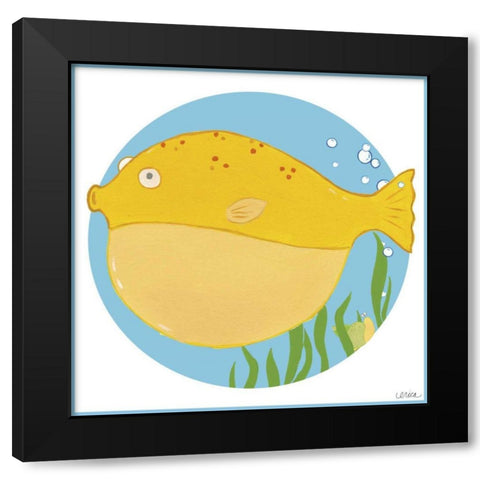Billy the Blowfish Black Modern Wood Framed Art Print by Vess, June Erica