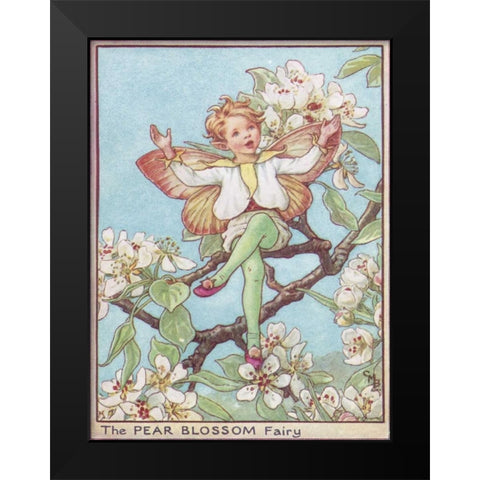 The Pear Blossom Fairy Black Modern Wood Framed Art Print by Vision Studio
