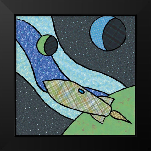 Patchwork Planets I Black Modern Wood Framed Art Print by Swinford, Charles