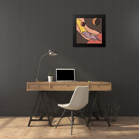 Patchwork Planets II Black Modern Wood Framed Art Print by Swinford, Charles