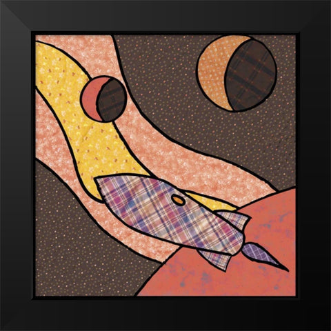 Patchwork Planets II Black Modern Wood Framed Art Print by Swinford, Charles