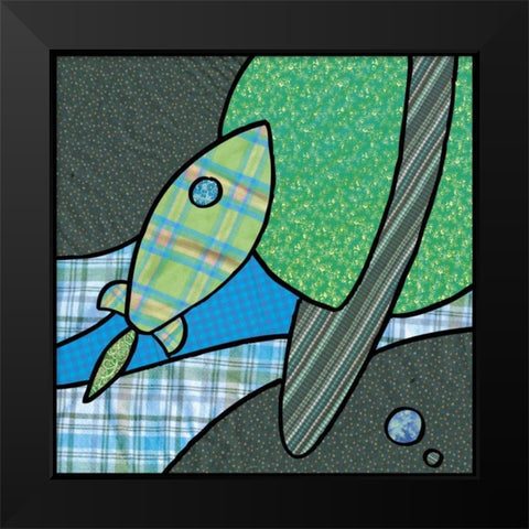 Patchwork Planets III Black Modern Wood Framed Art Print by Swinford, Charles