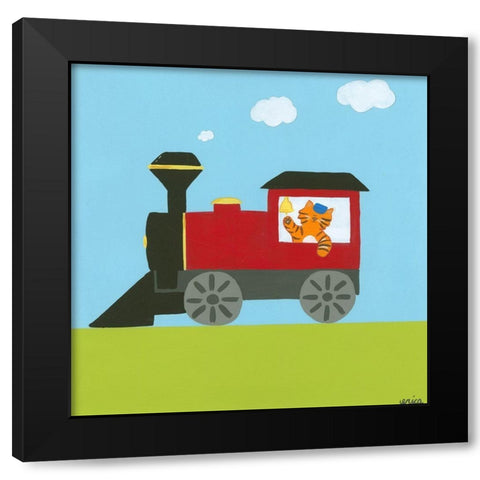 Circus Train I Black Modern Wood Framed Art Print by Vess, June Erica