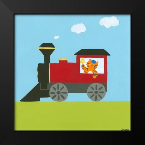 Circus Train I Black Modern Wood Framed Art Print by Vess, June Erica