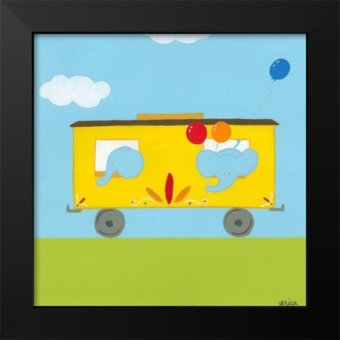 Circus Train III Black Modern Wood Framed Art Print by Vess, June Erica