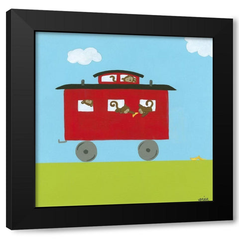 Circus Train IV Black Modern Wood Framed Art Print with Double Matting by Vess, June Erica