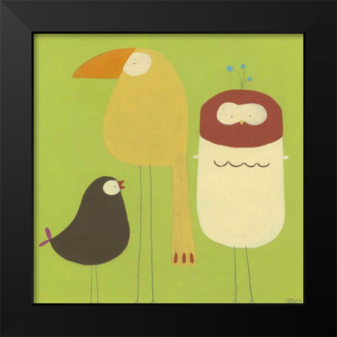 Feathered Friends I Black Modern Wood Framed Art Print by Vess, June Erica
