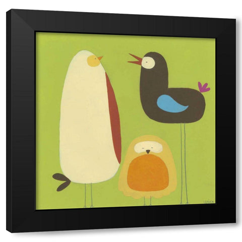 Feathered Friends II Black Modern Wood Framed Art Print by Vess, June Erica