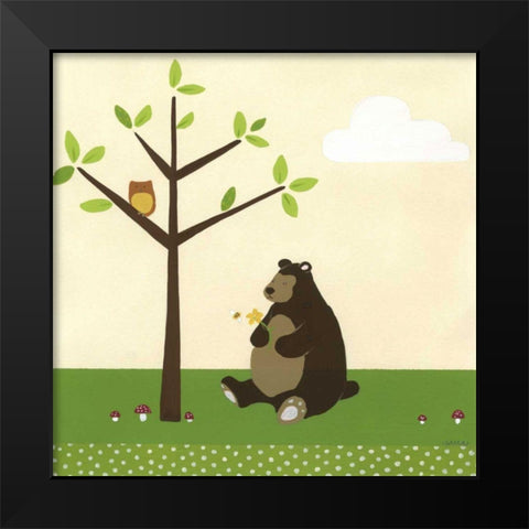 Woodland Friends IV Black Modern Wood Framed Art Print by Vess, June Erica