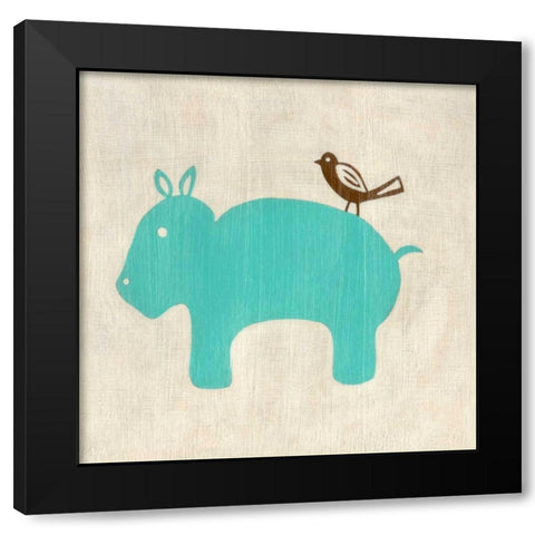 Best Friends - Hippo Black Modern Wood Framed Art Print by Zarris, Chariklia