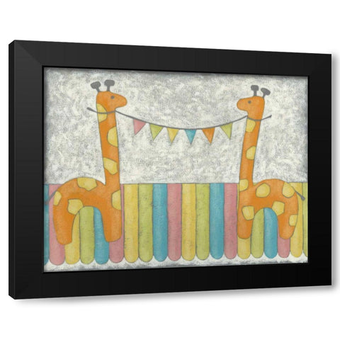 Carnival Giraffes Black Modern Wood Framed Art Print with Double Matting by Zarris, Chariklia