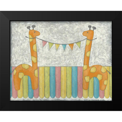 Carnival Giraffes Black Modern Wood Framed Art Print by Zarris, Chariklia