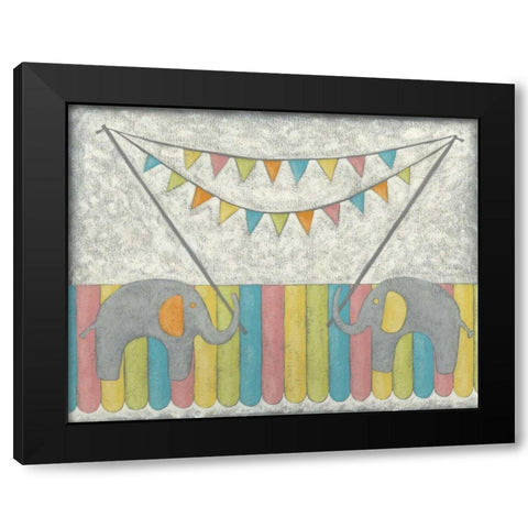 Carnival Elephants Black Modern Wood Framed Art Print with Double Matting by Zarris, Chariklia