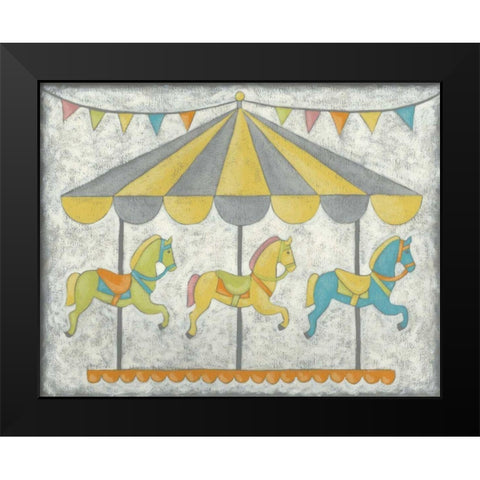 Carnival Carousel Black Modern Wood Framed Art Print by Zarris, Chariklia