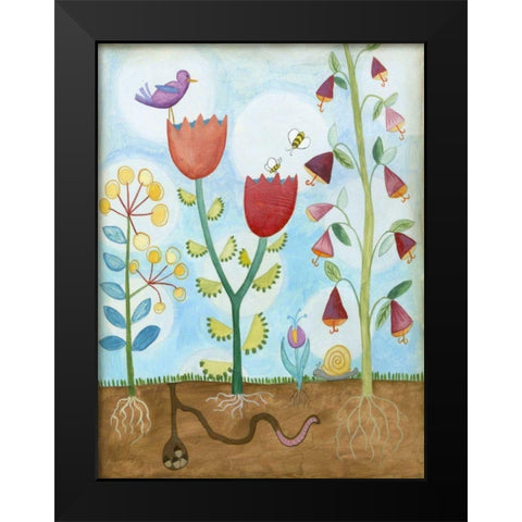 Whimsical Flower Garden I Black Modern Wood Framed Art Print by Meagher, Megan