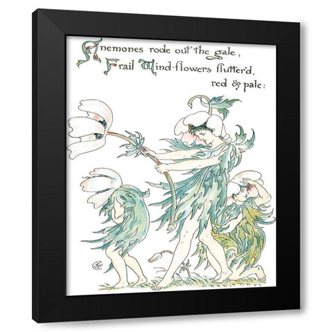 Shakespeares Garden I (Anemone) Black Modern Wood Framed Art Print by Crane, Walter
