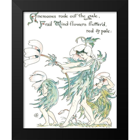 Shakespeares Garden I (Anemone) Black Modern Wood Framed Art Print by Crane, Walter