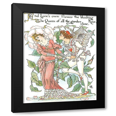 Shakespeares Garden III (Rose) Black Modern Wood Framed Art Print by Crane, Walter