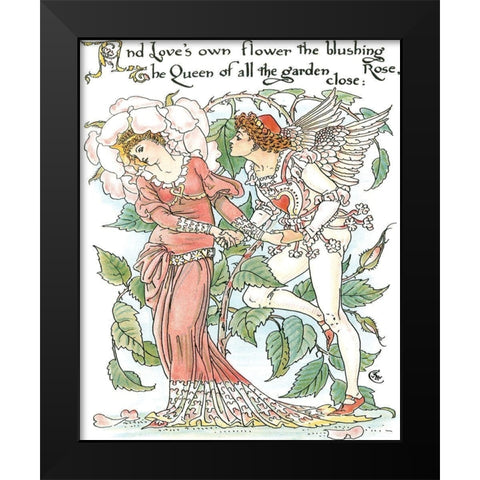 Shakespeares Garden III (Rose) Black Modern Wood Framed Art Print by Crane, Walter