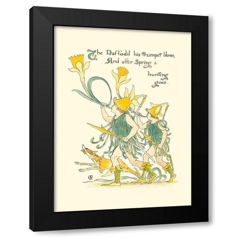 Shakespeares Garden IV (Daffodil) Black Modern Wood Framed Art Print with Double Matting by Crane, Walter