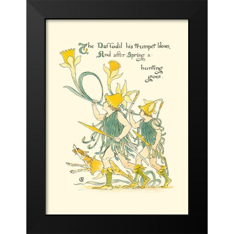 Shakespeares Garden IV (Daffodil) Black Modern Wood Framed Art Print by Crane, Walter
