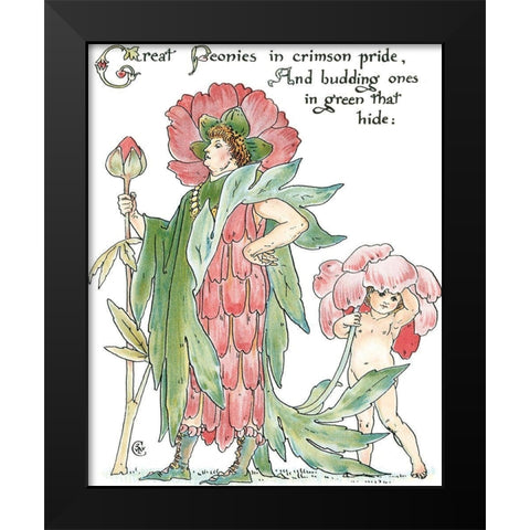 Shakespeares Garden V (Peony) Black Modern Wood Framed Art Print by Crane, Walter