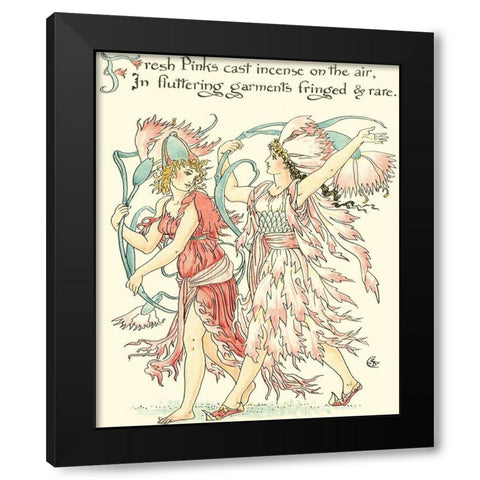 Shakespeares Garden VI (Carnation) Black Modern Wood Framed Art Print by Crane, Walter