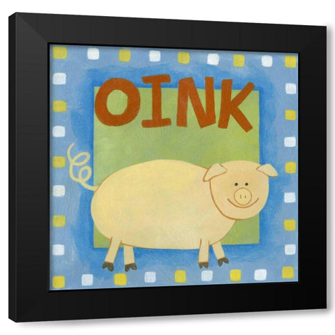 Oink Black Modern Wood Framed Art Print by Meagher, Megan