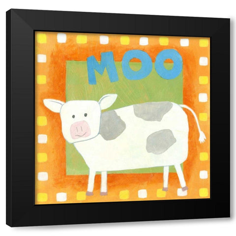 Moo Black Modern Wood Framed Art Print with Double Matting by Meagher, Megan