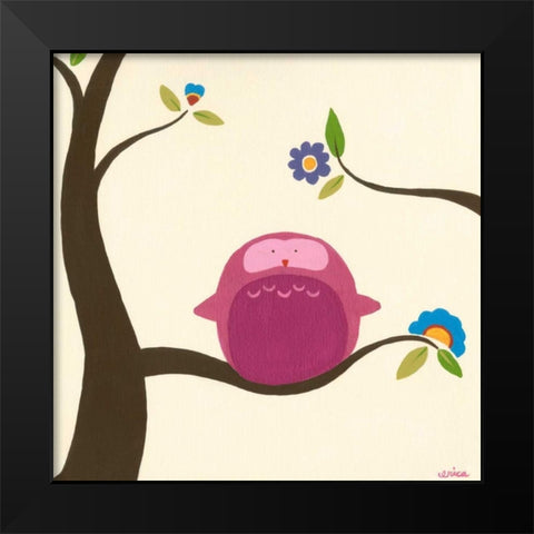 Orchard Owls IV Black Modern Wood Framed Art Print by Vess, June Erica