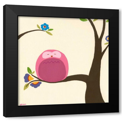 Orchard Owls VI Black Modern Wood Framed Art Print with Double Matting by Vess, June Erica