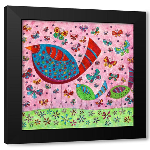 Bird Walk Black Modern Wood Framed Art Print by Conway, Kim