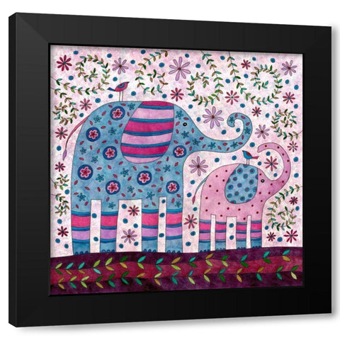 Elephant Walk Black Modern Wood Framed Art Print by Conway, Kim