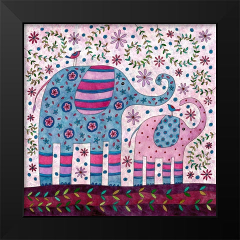 Elephant Walk Black Modern Wood Framed Art Print by Conway, Kim