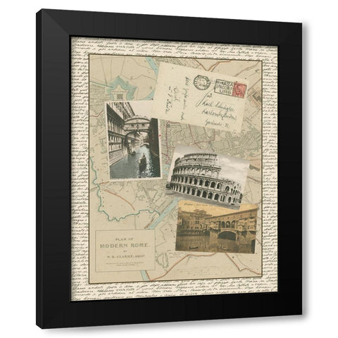 Post Cards from Rome Black Modern Wood Framed Art Print with Double Matting by Vision Studio