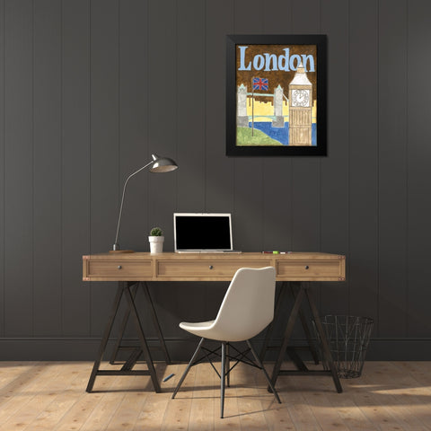 London Black Modern Wood Framed Art Print by Meagher, Megan