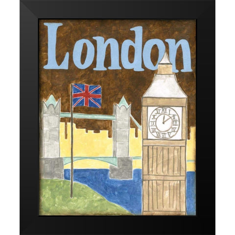 London Black Modern Wood Framed Art Print by Meagher, Megan